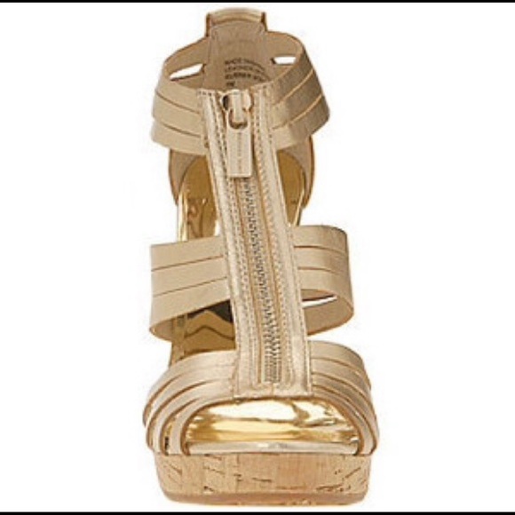 💜 Michael Kors Robertson Metallic Gold Sandal Heel 💜 - Picture 2 of 16